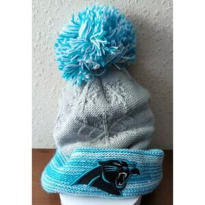 Carolina Panthers Hat Winter Beanie Cap NFL Pom Blue Black White Pom Thick Warm
